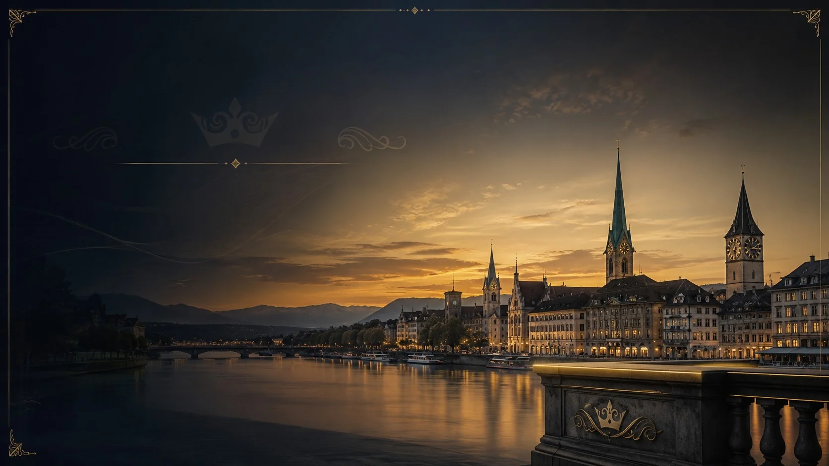Zürich skyline in warm evening light