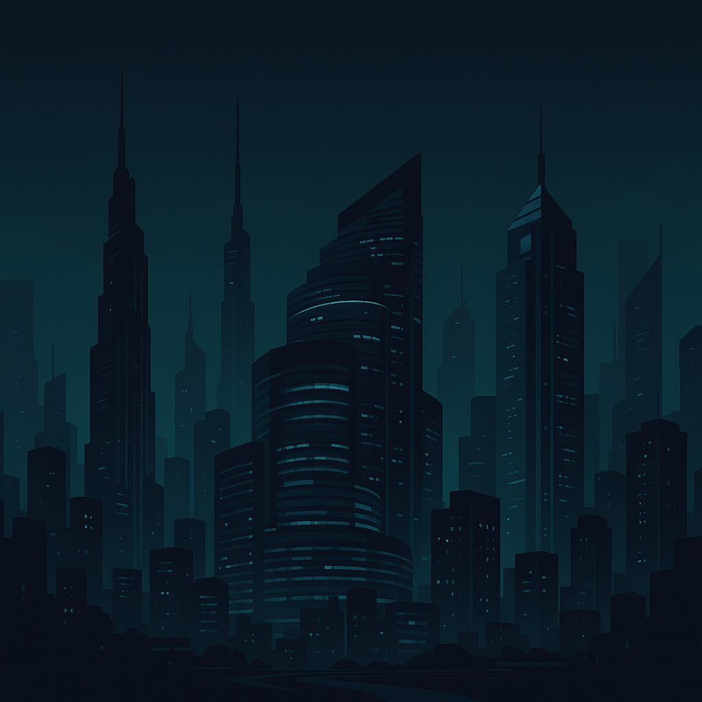 Abstract golden smart city outlines