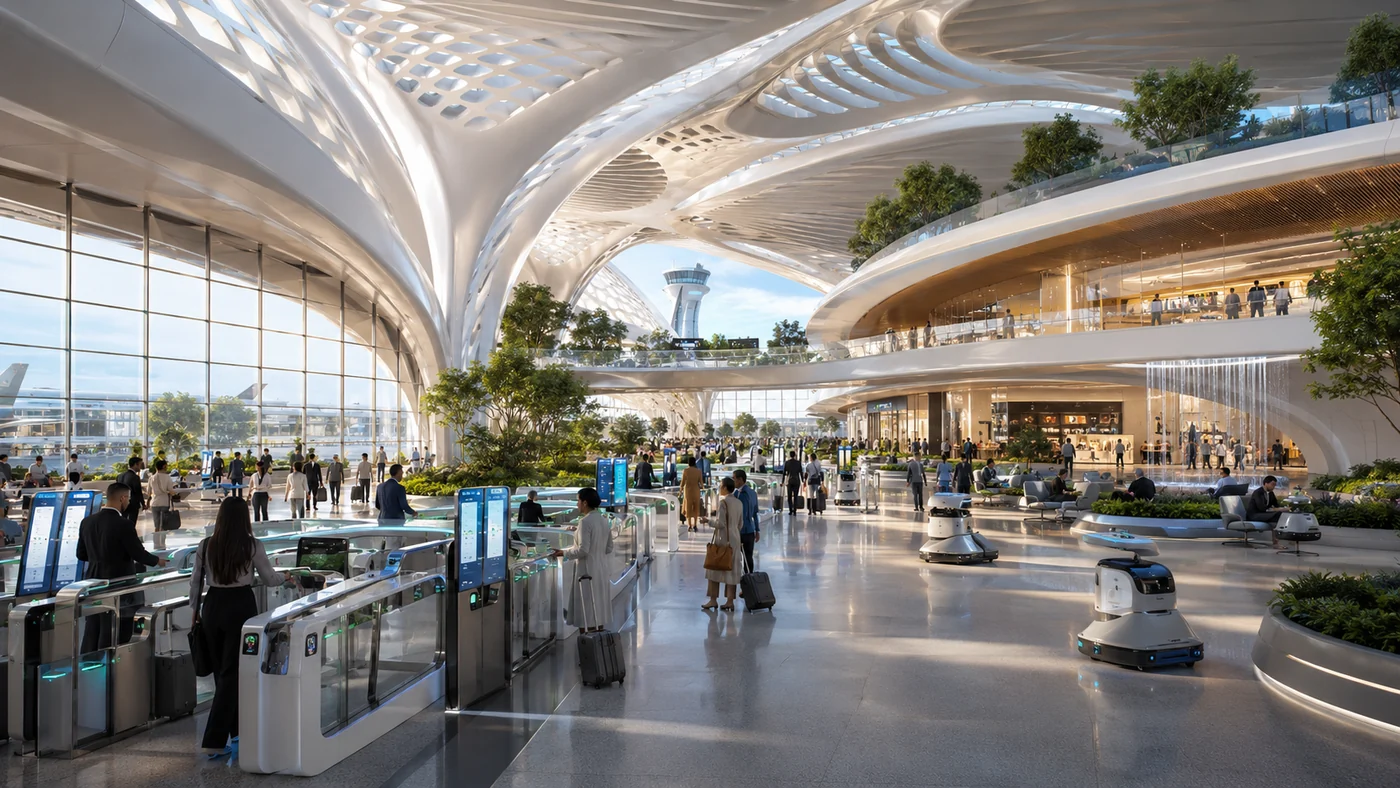 Human-centered smart airport interior visual architecture concept
